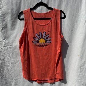 Life Is Good Coral Tank with Sunrise Daisy Graphic